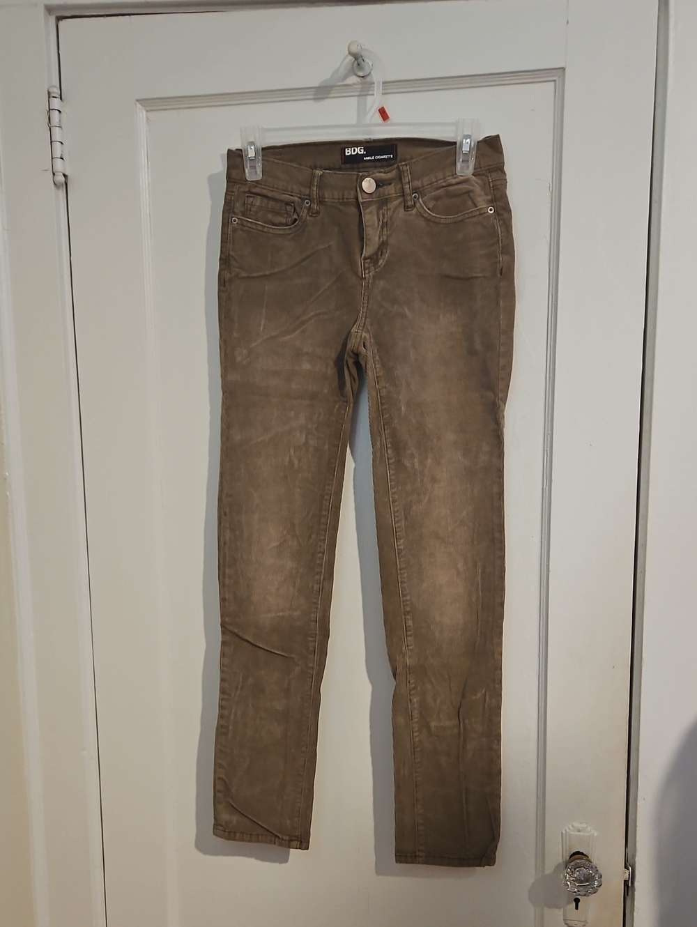 BDG Women's Ankle Cigarette Corduroy Skinny Jeans in Brown/Beige Size 26